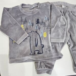 Gray Bear Print Kids Pajamas